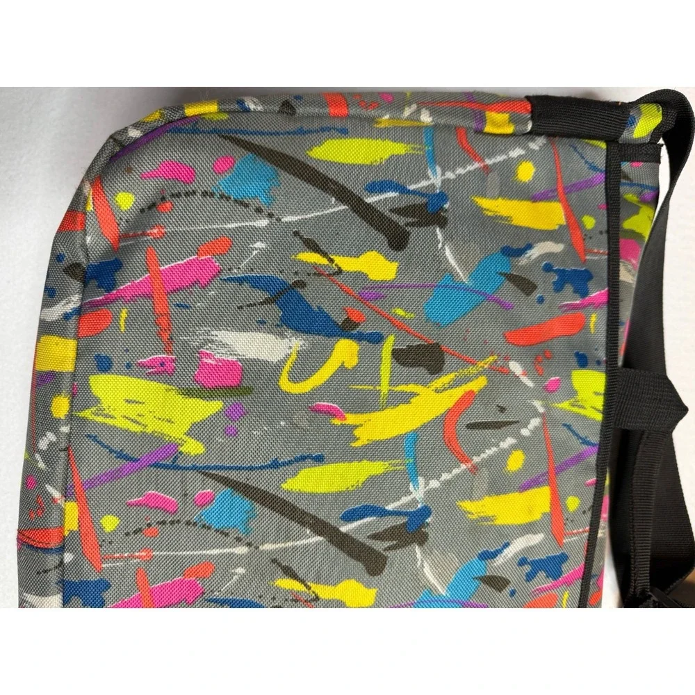 Y2K Paint Splatter Messenger Bag Grey Neon‎ Multi Color Crossbody Satchel Strap